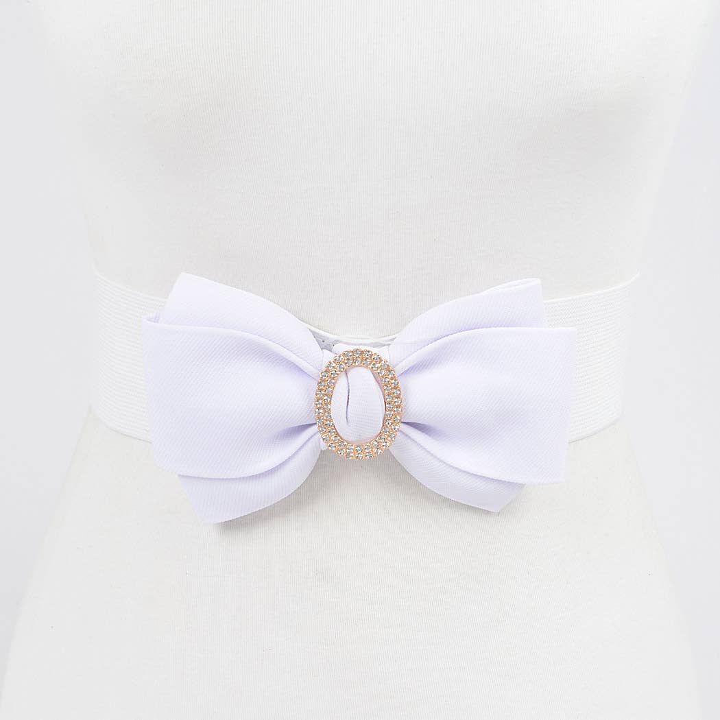 Rhinestone Bow Buckle Stretch Belt