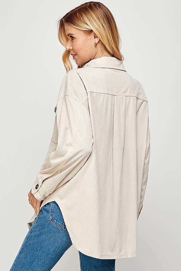 Corduroy Shacket with Pockets 5195XJK