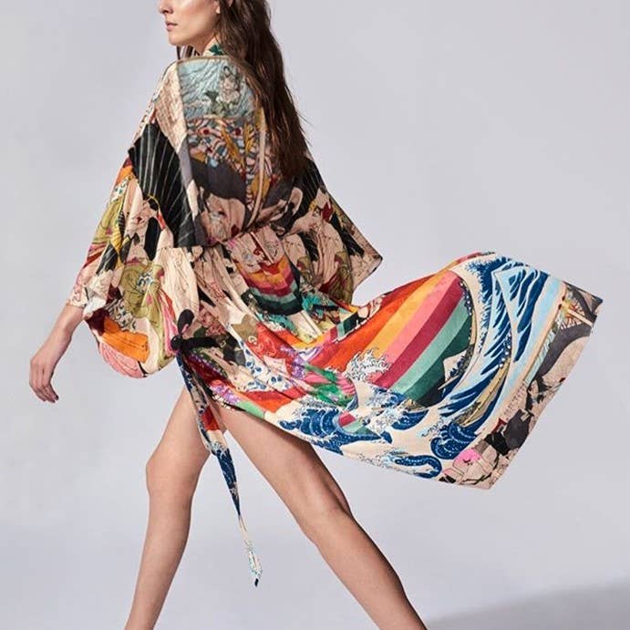 Bohemian Printed Resort Beach Cover-Up Kimono