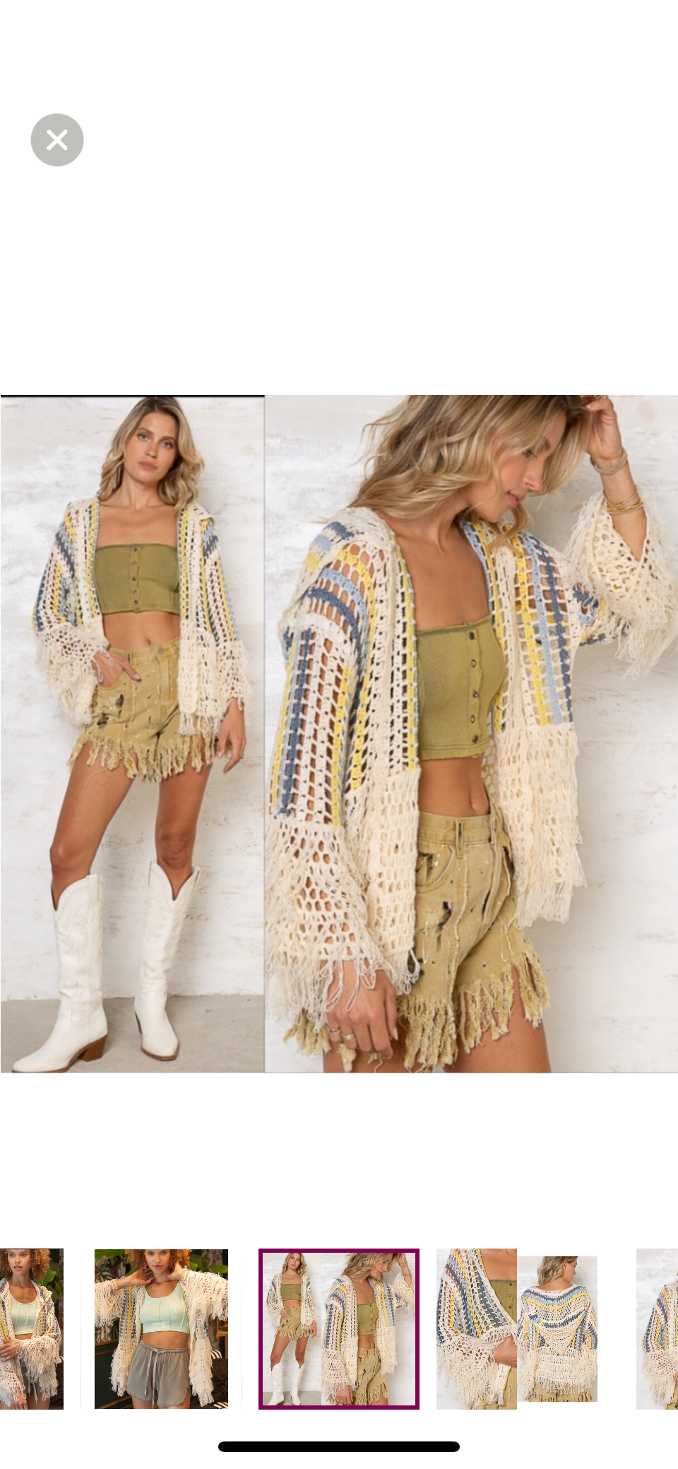 POL Hooded Multicolor Crochet Loop Knit Fringe Cardigan