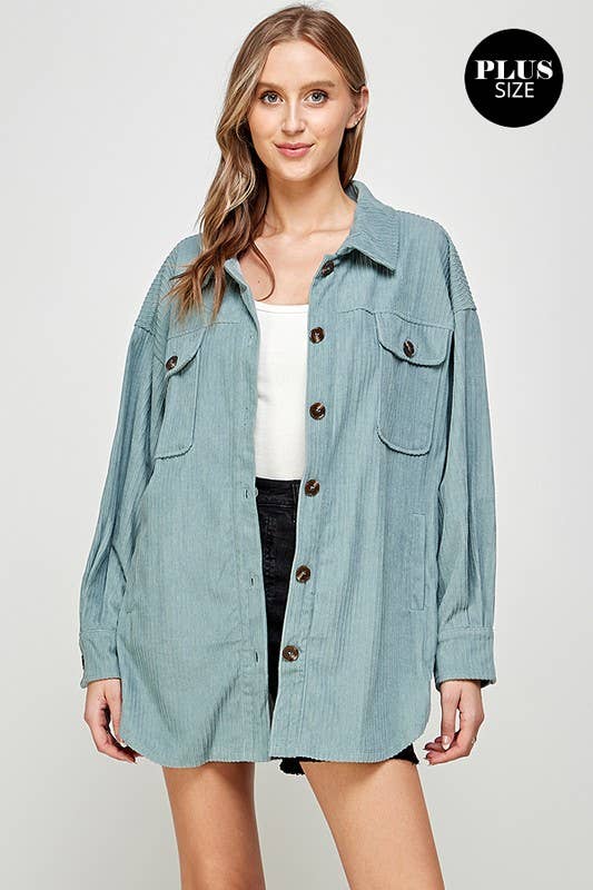 Corduroy Shacket with Pockets 5195XJK