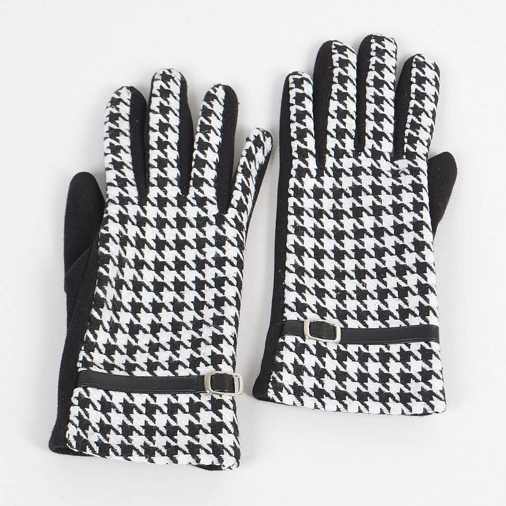* Houndstooth Print Gloves