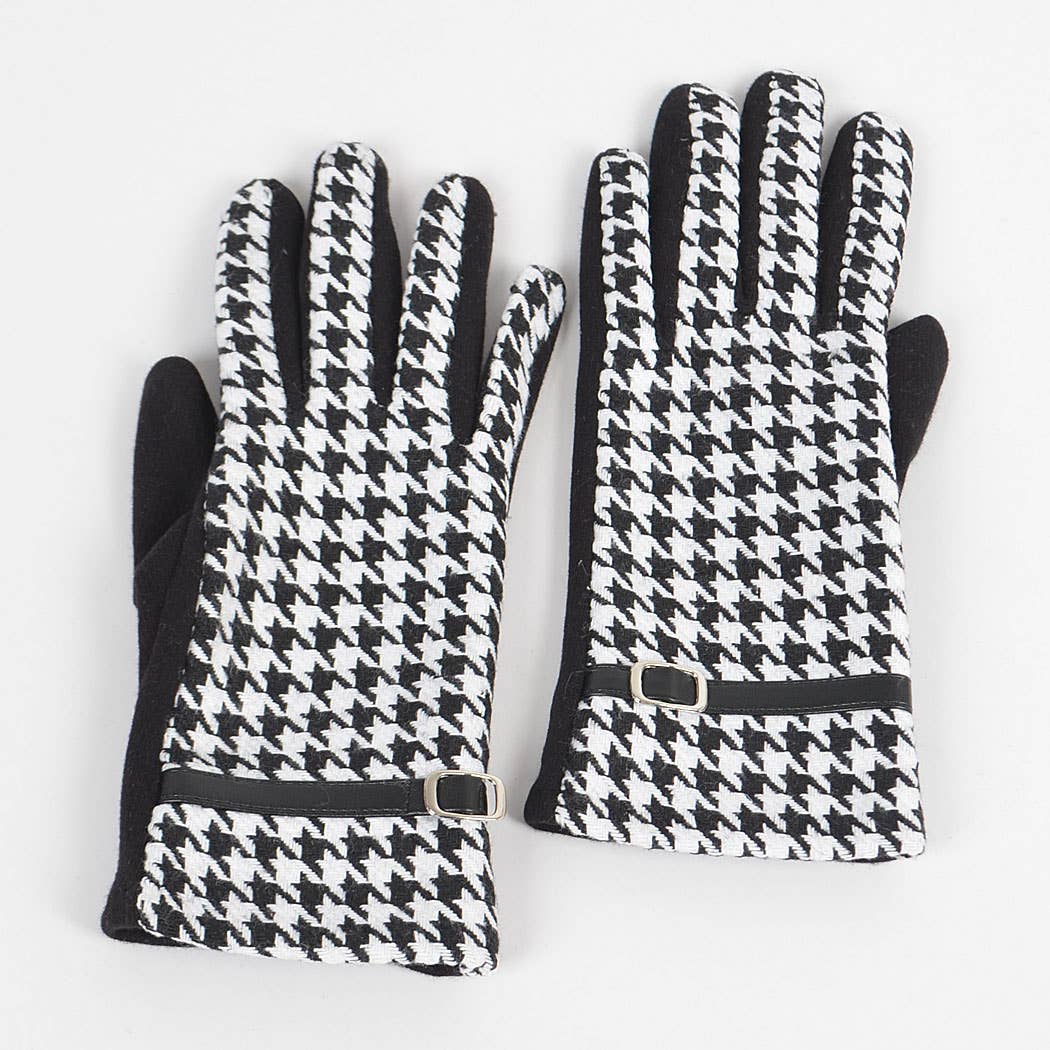 * Houndstooth Print Gloves