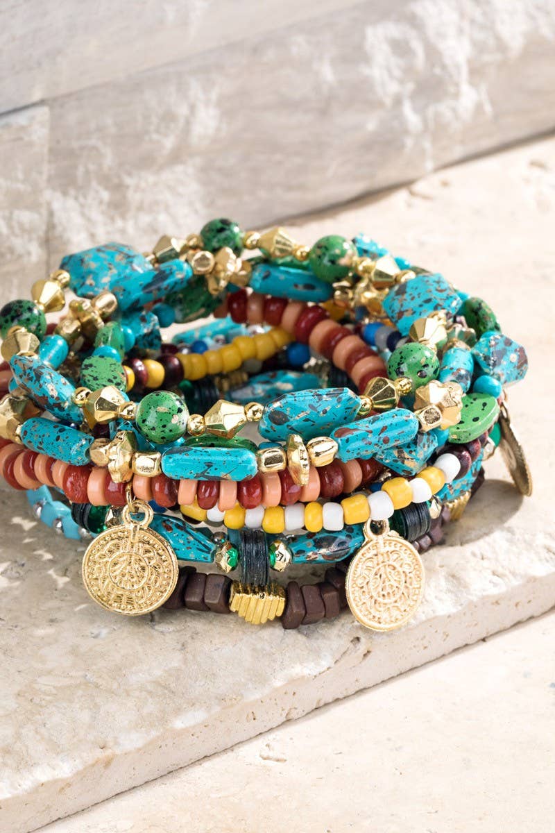 Multi Layered Semi-Precious Stone Bracelet