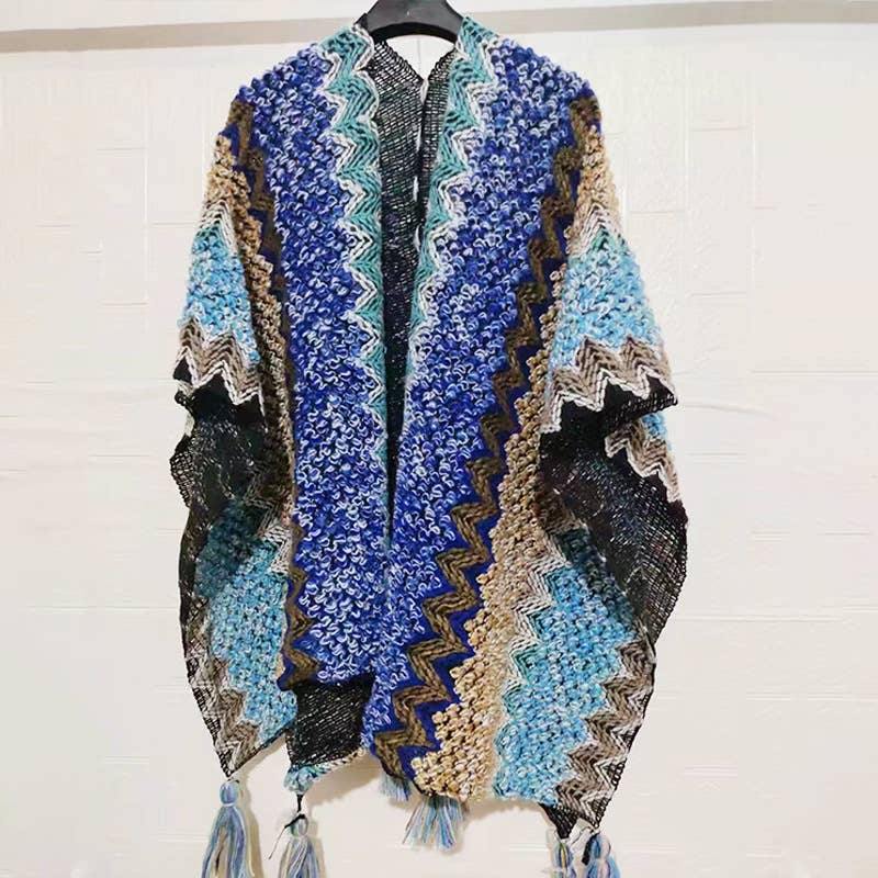 Western Colorful Pop stripe Crochet Cardigan kimono shawl
