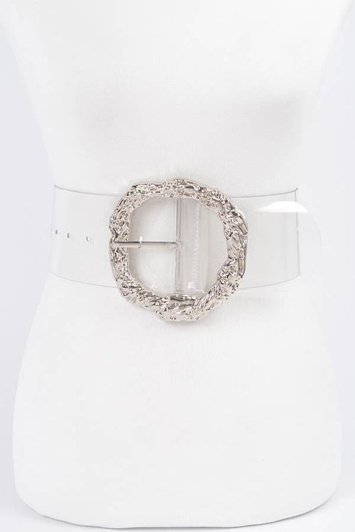 Big Vintage Round Metal Buckle Clear Belt