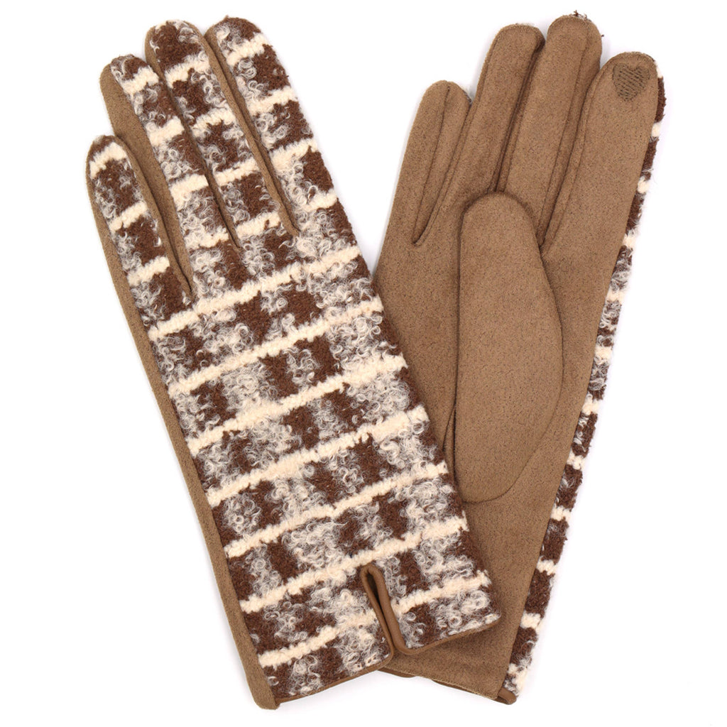 Fuzzy Check Plaid Pattern Smart Touch Gloves
