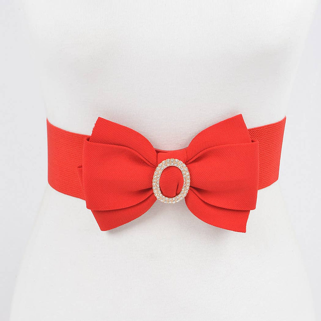 Rhinestone Bow Buckle Stretch Belt