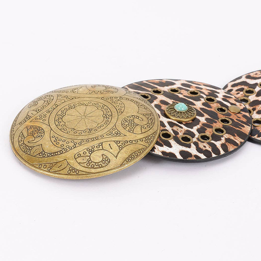 Faux Leather Disc Belt