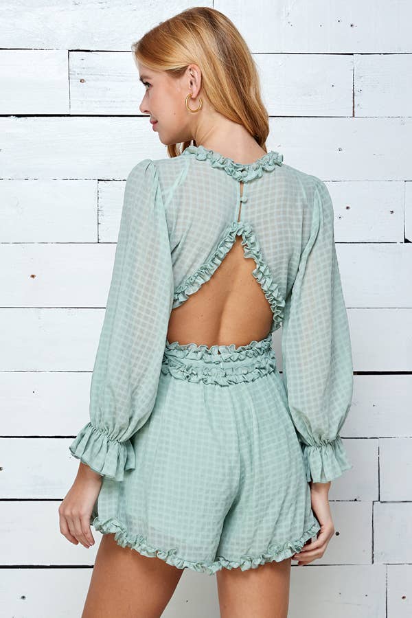 Ruffle Detail Open Back Women's Romper 5117IMR