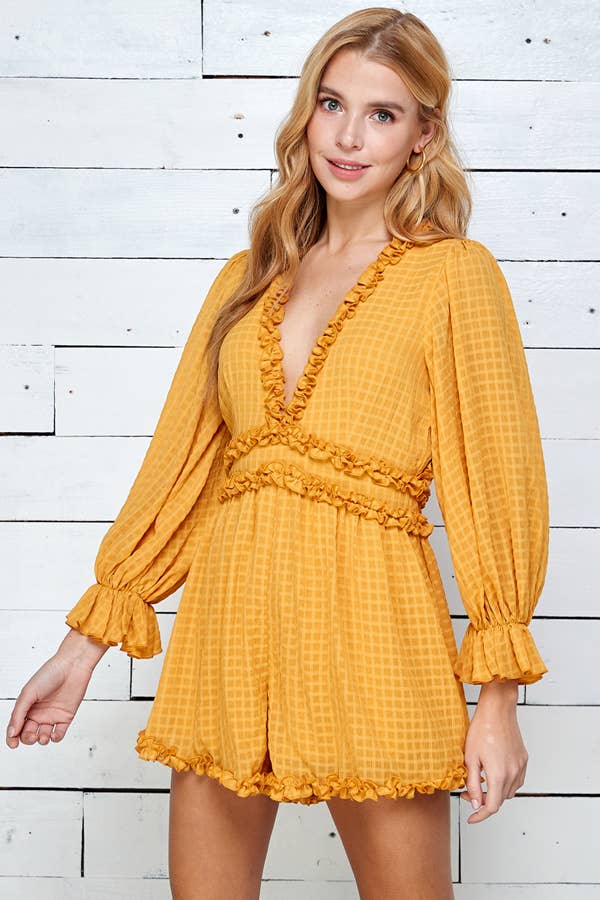 Ruffle Detail Open Back Women's Romper 5117IMR