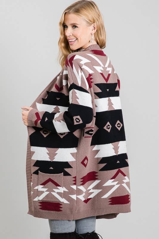 Aztec Tribal Print Cardigan - 5091ICD