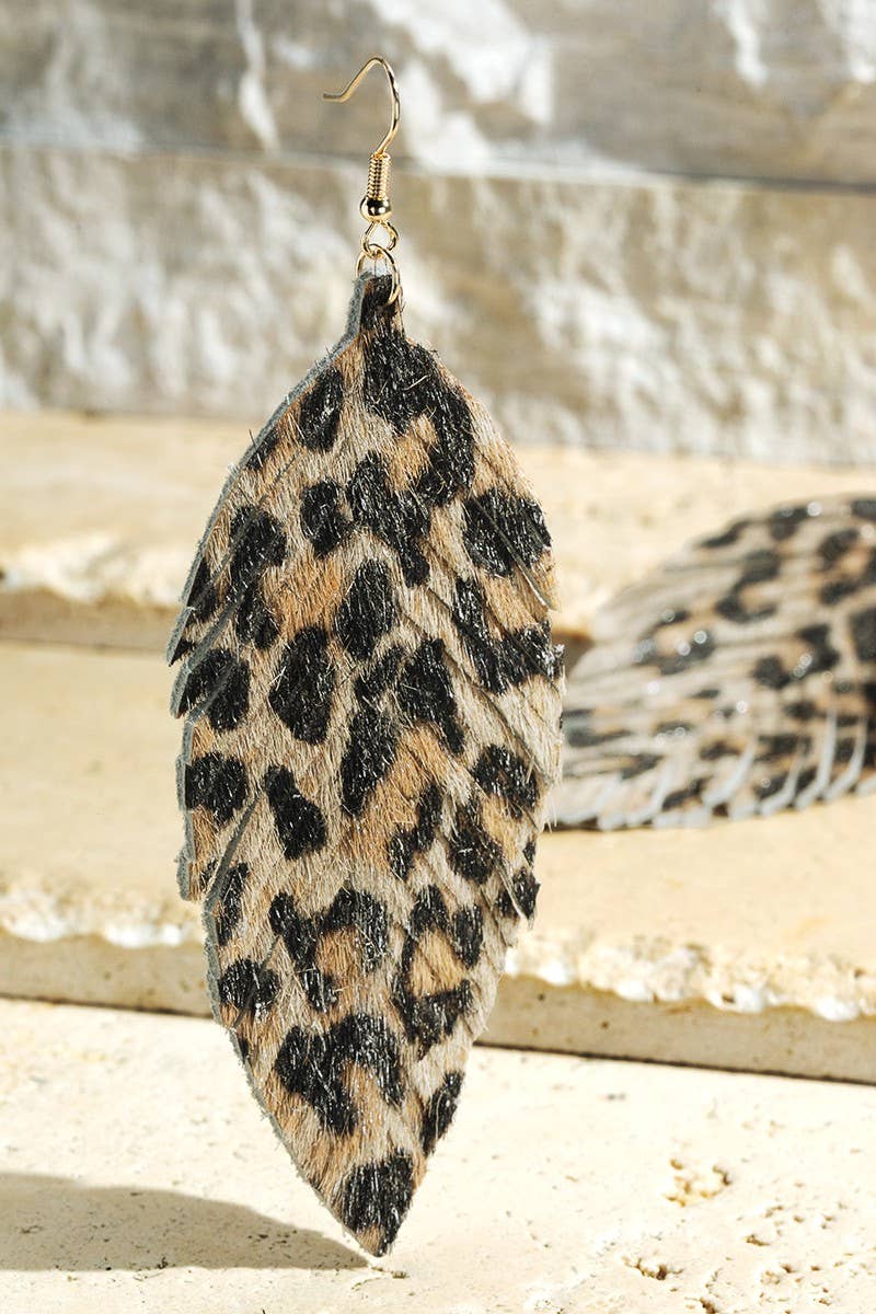 Animal Print Genuine Leather Earrings