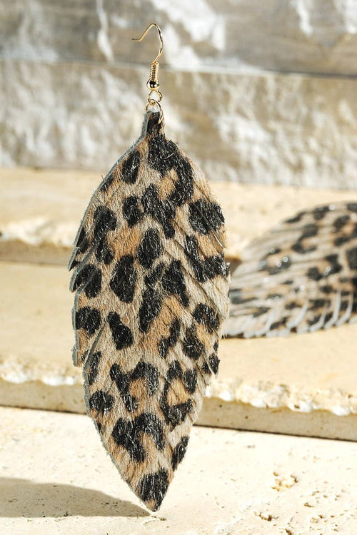 Animal Print Genuine Leather Earrings