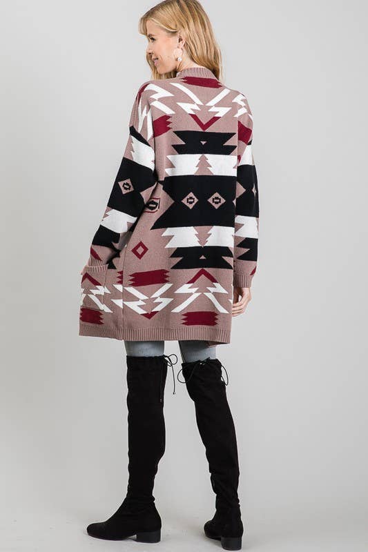 Aztec Tribal Print Cardigan - 5091ICD