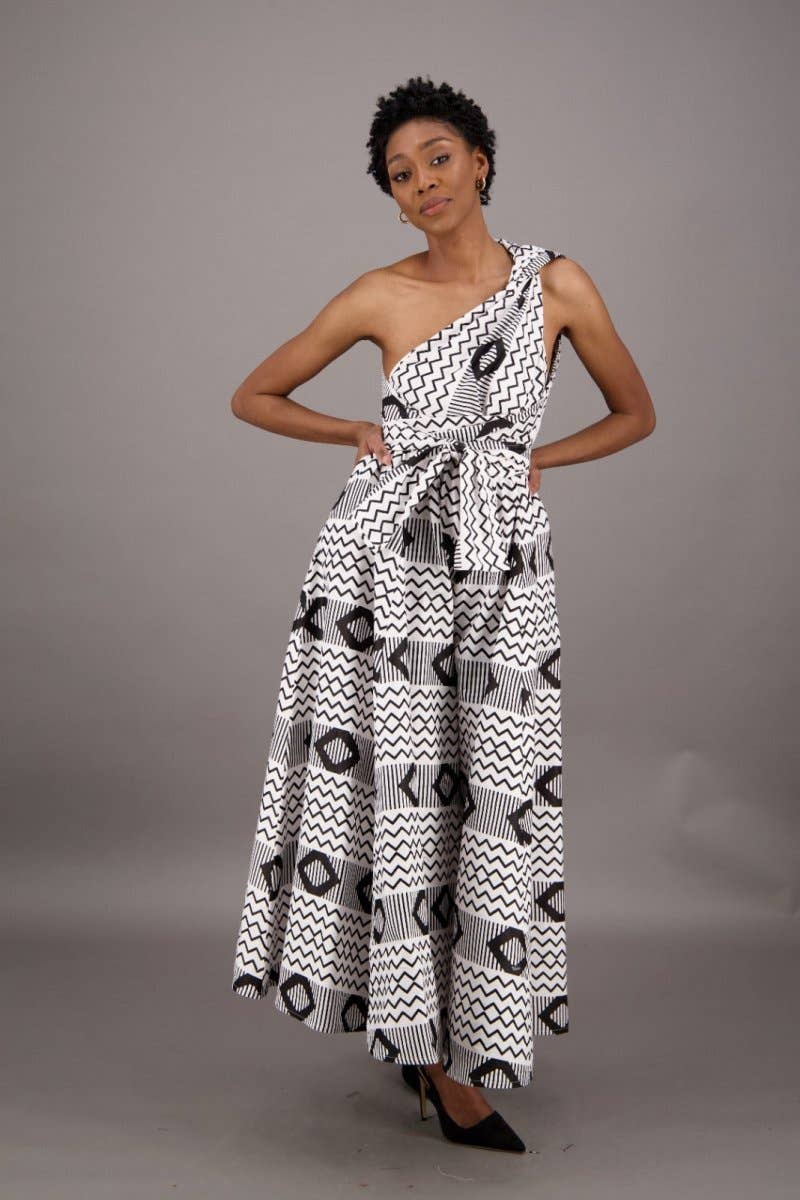 Black and White Abstract Infinity Wide Leg/Palazzo Jumpsuit