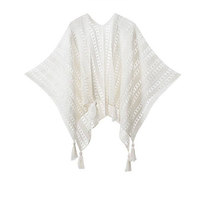 Western Colorful Crochet Patterned kimono shawl