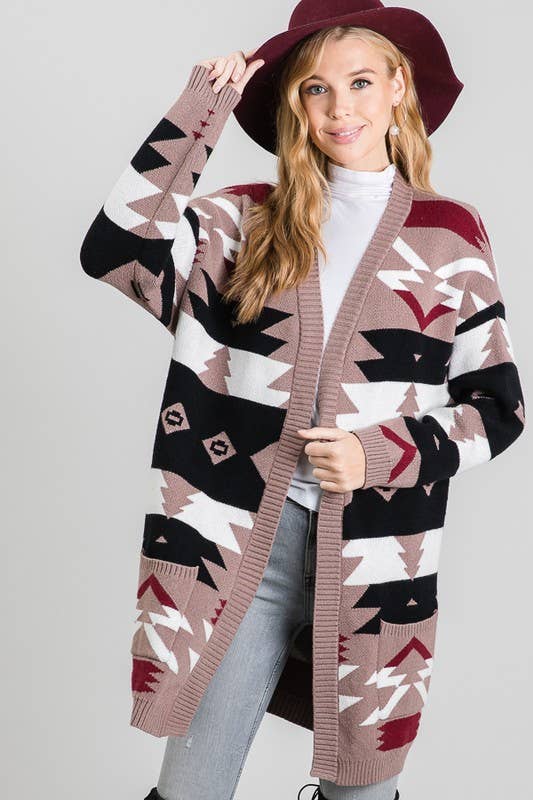 Aztec Tribal Print Cardigan - 5091ICD