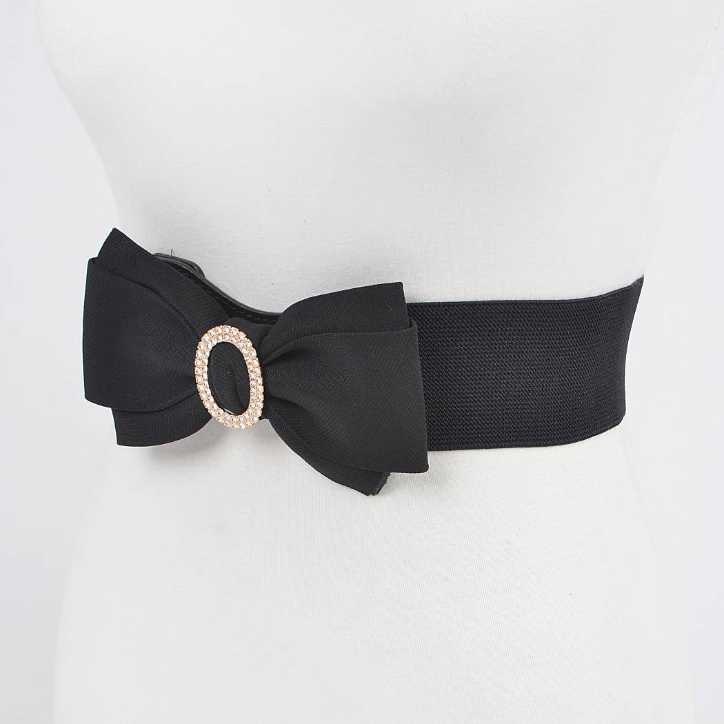 Rhinestone Bow Buckle Stretch Belt