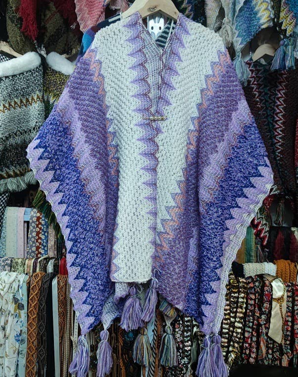 Western Colorful Crochet Patterned kimono shawl