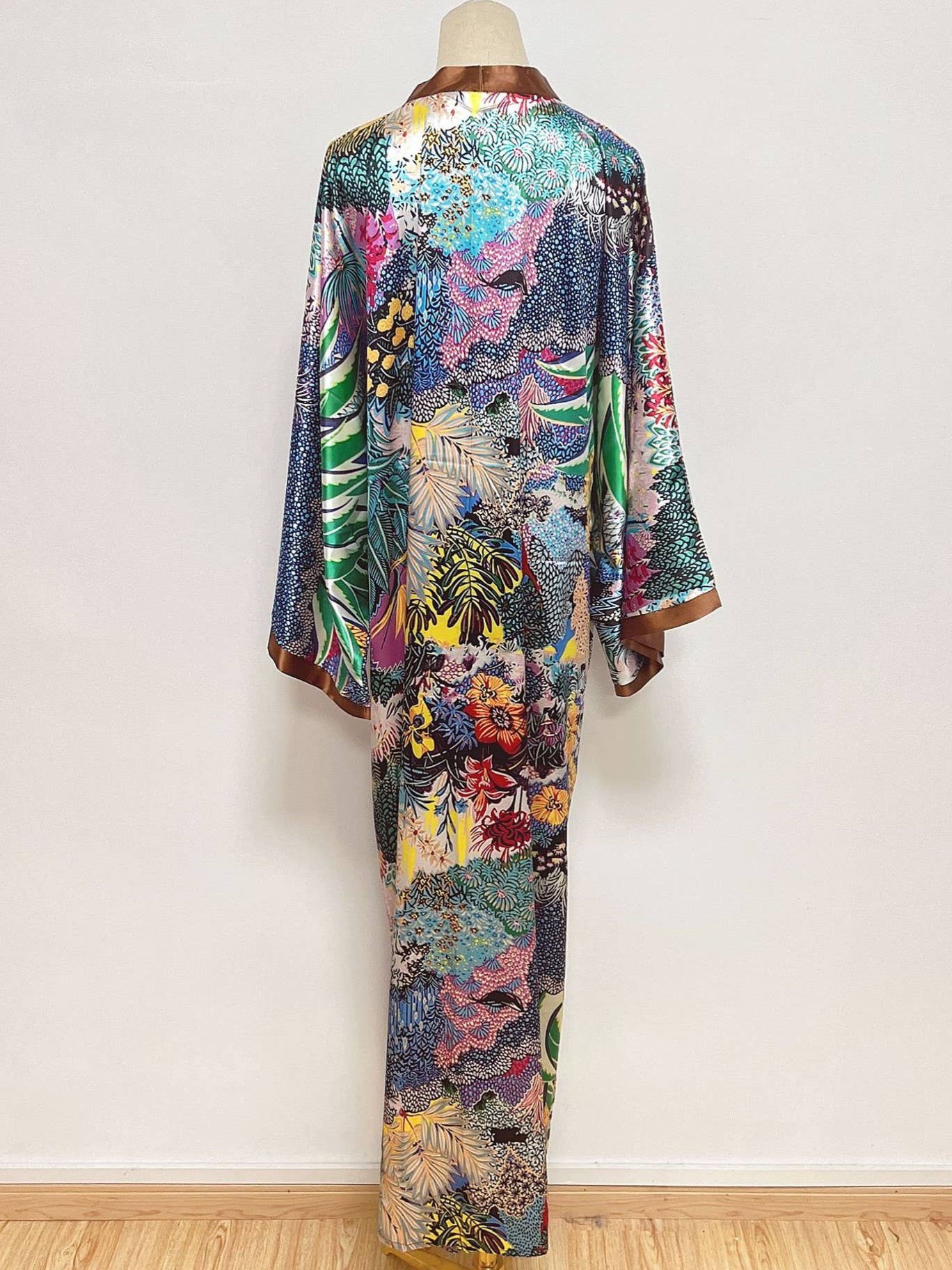 Satin Boho Floral Printed Kimono Cardigan 14 Colors