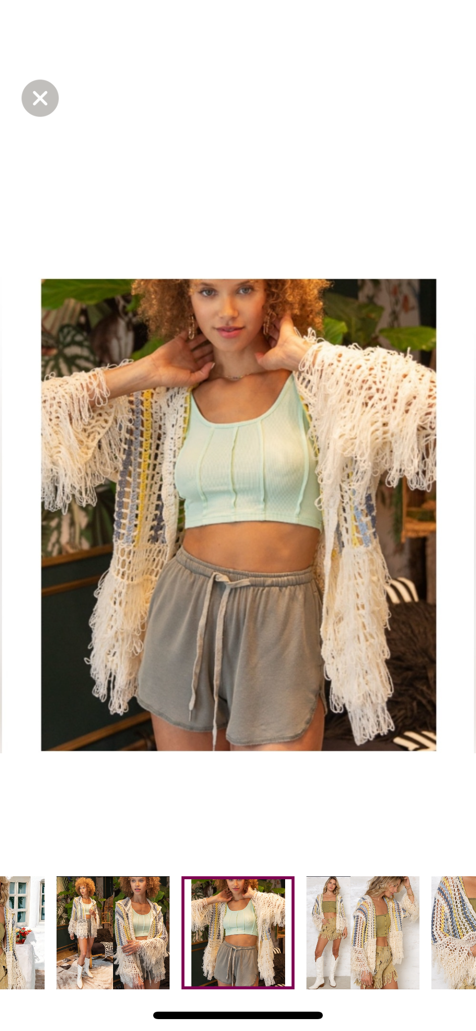 POL Hooded Multicolor Crochet Loop Knit Fringe Cardigan