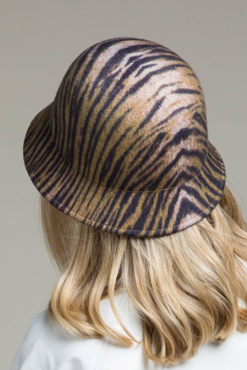 100 percent Wool Bell-shape Animal Print Hat
