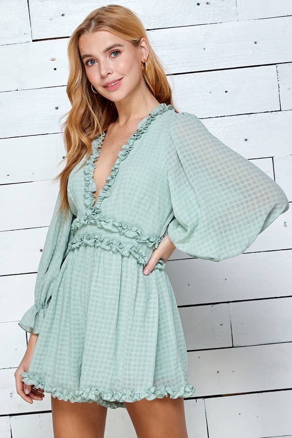 Ruffle Detail Open Back Women's Romper 5117IMR