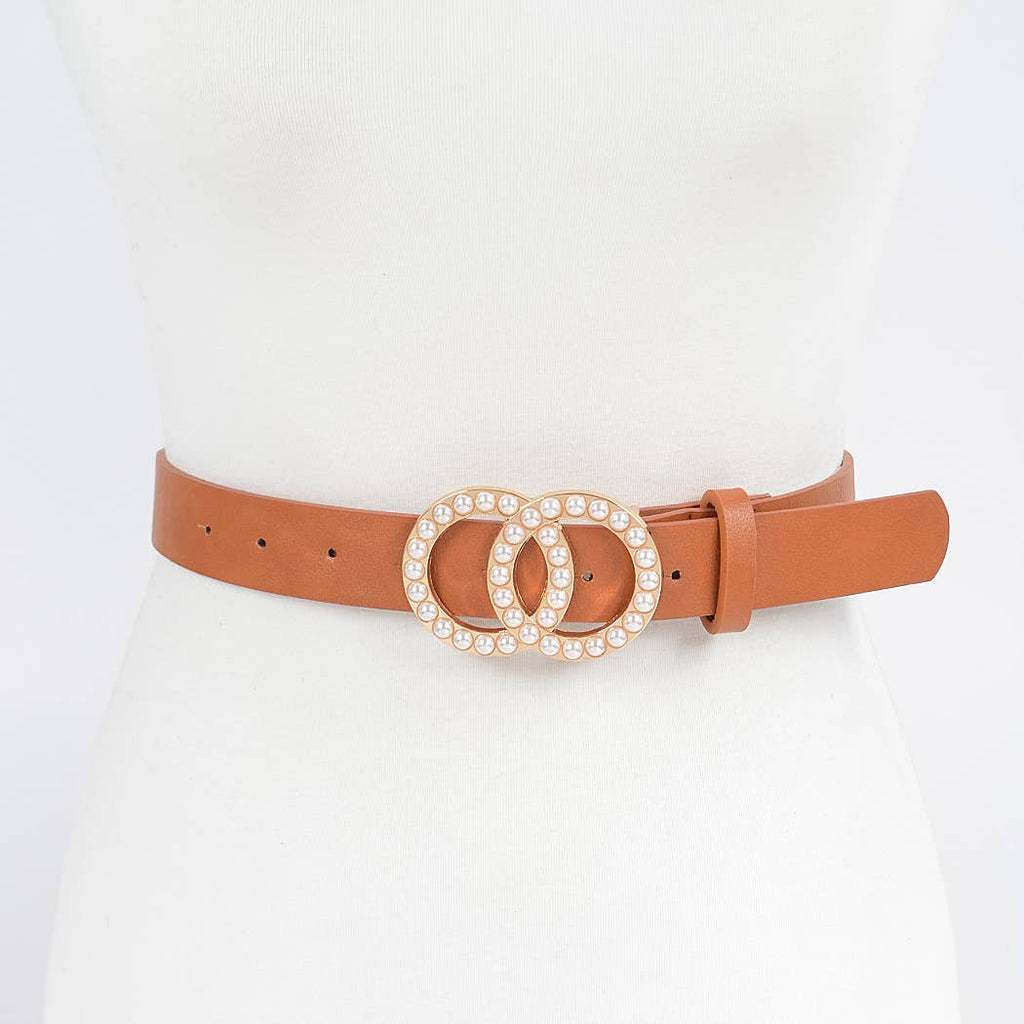 Double Loop Pearl Buckle Belt