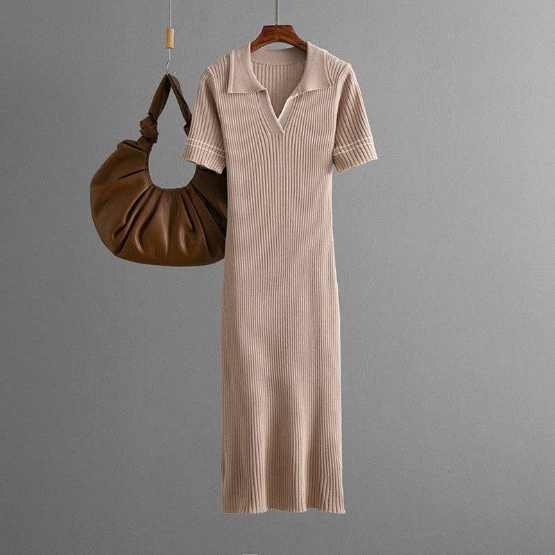 Colorblock Polo Knit Dress