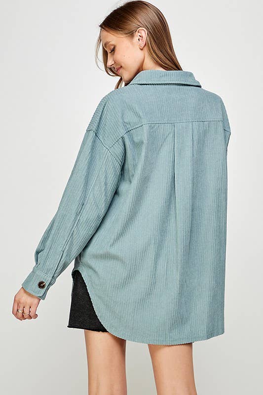 Corduroy Oversized Jacket with Pockets