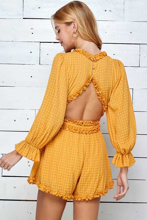 Ruffle Detail Open Back Women's Romper 5117IMR