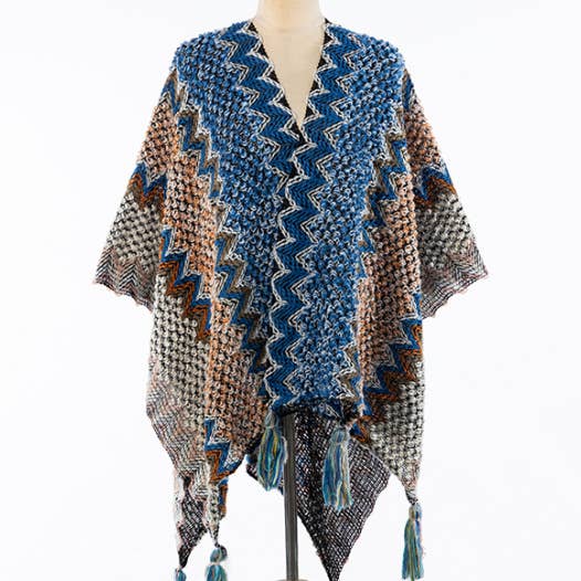 Western Colorful Crochet Patterned kimono shawl