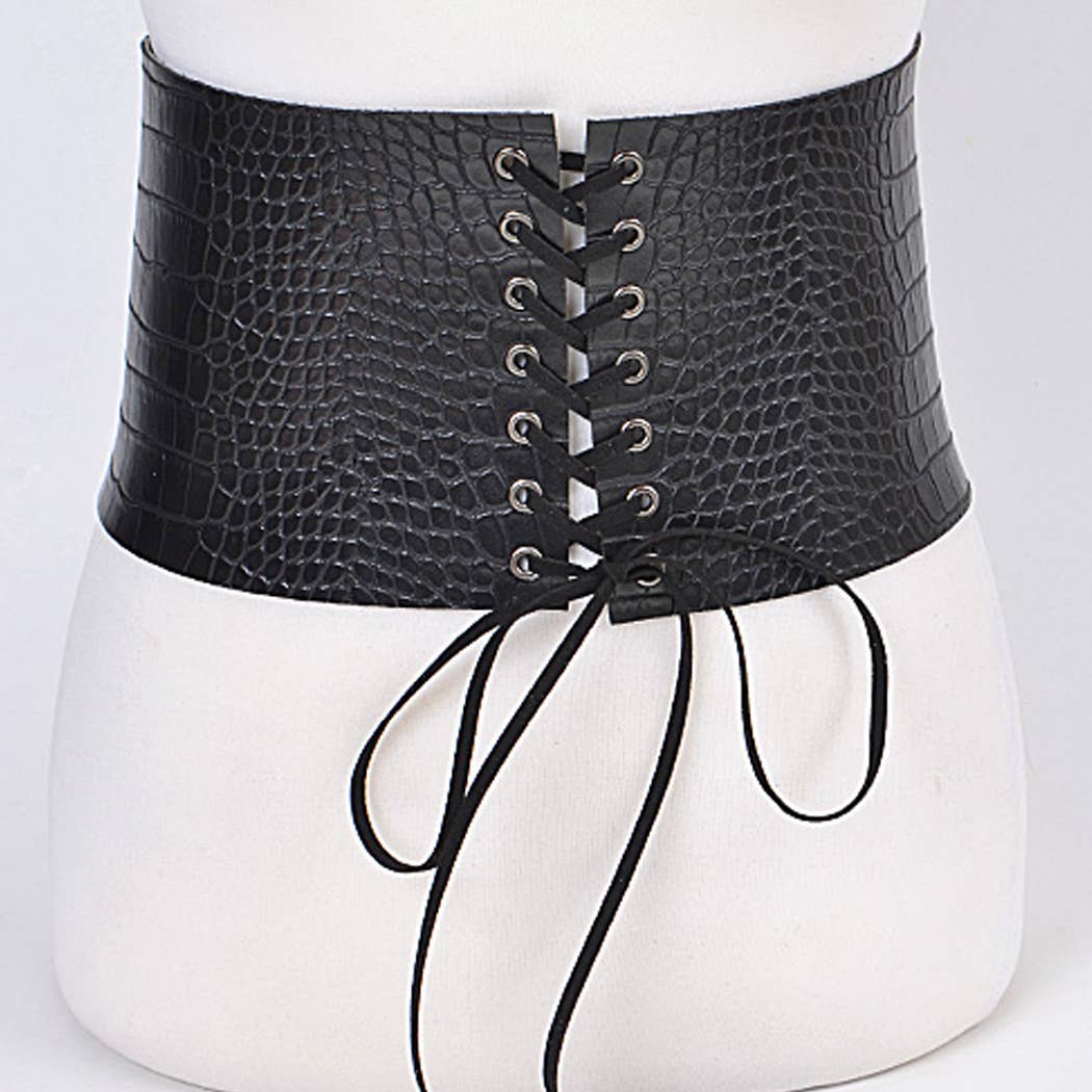 PLUS SIZE - WIDE FRONT TIE CORSET LADY BELT