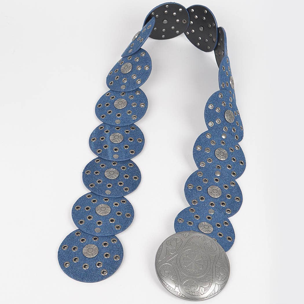 Denim Multi Eyelet Rounds Western Belt No