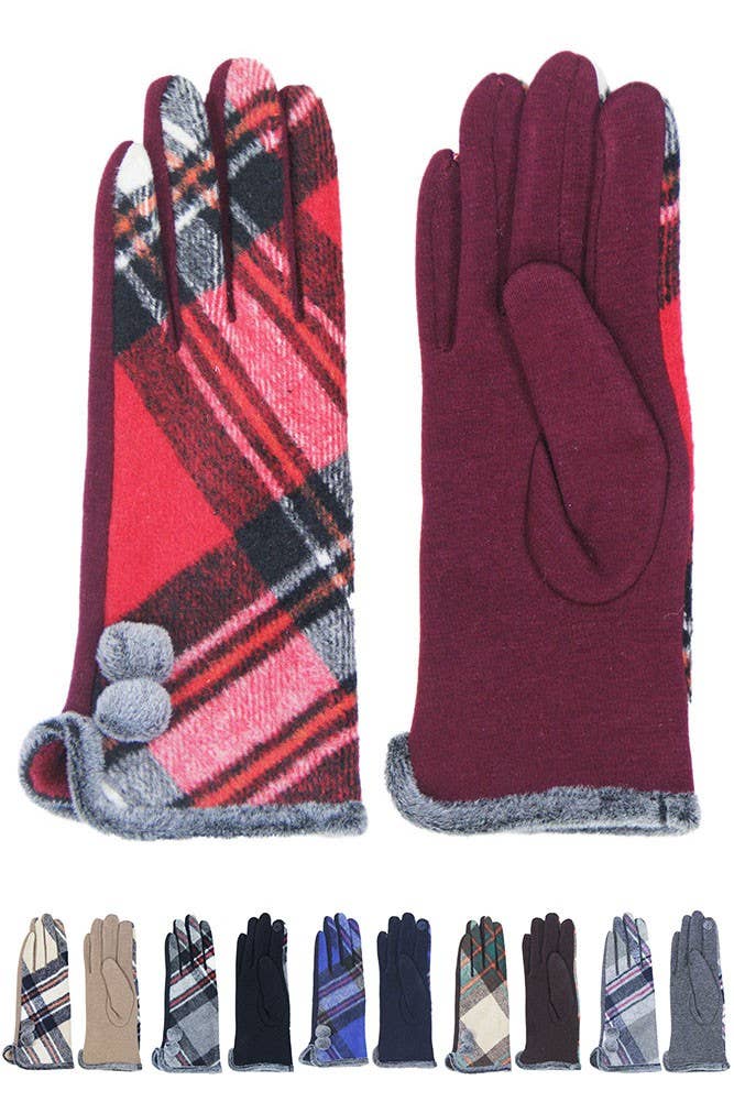 Plaid and Check Smart Touch Gloves