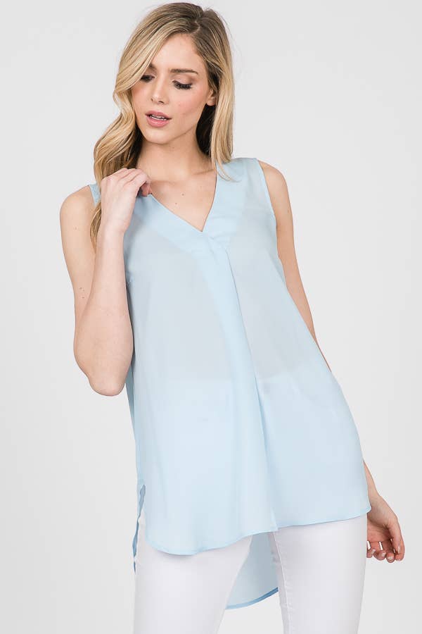 Light Blue Sheer Sleeveless Tank Top 5014IMT