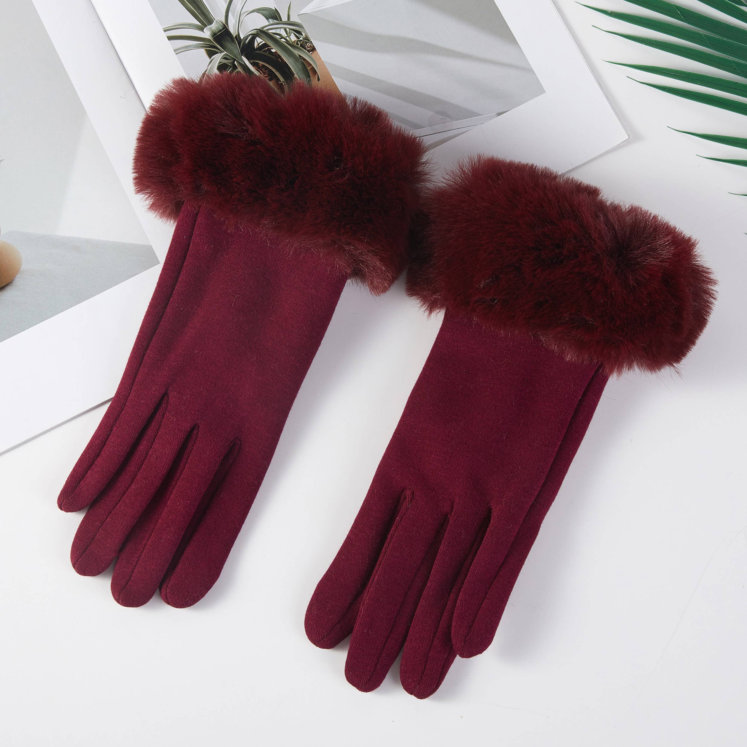 Faux Fur Trim Wrist Cozy Winter Gloves