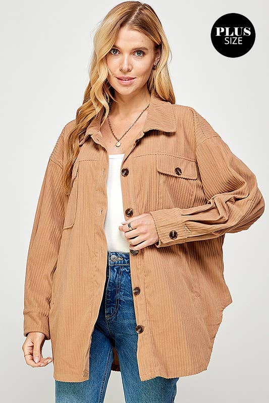 Corduroy Shacket with Pockets 5195XJK