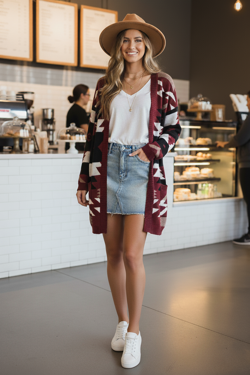 Aztec Tribal Print Cardigan - 5091ICD