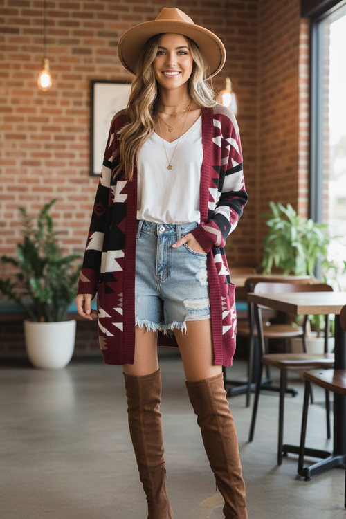 Aztec Tribal Print Cardigan - 5091ICD