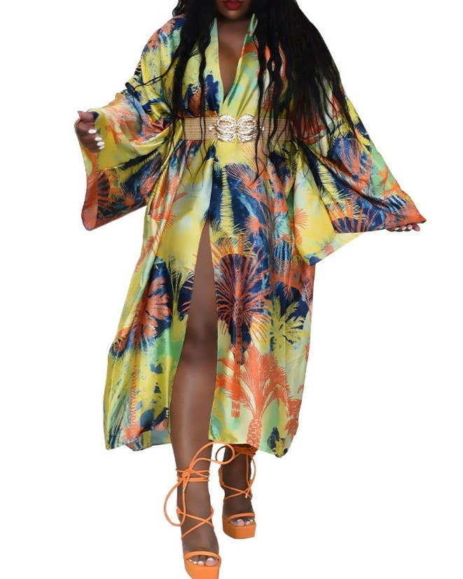 Satin Boho Floral Printed Kimono Cardigan 14 Colors