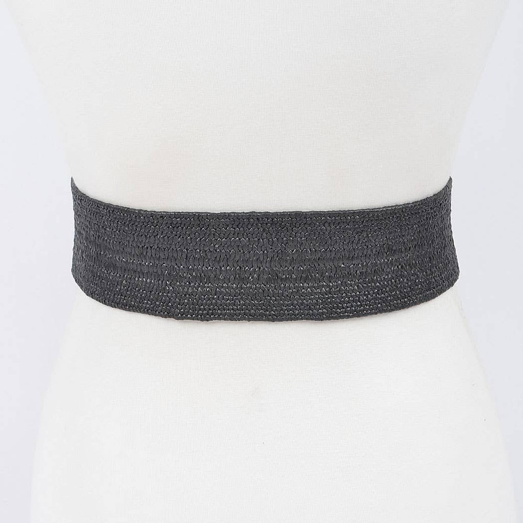 Metal Buckle Plus Size Stretch Straw Belt