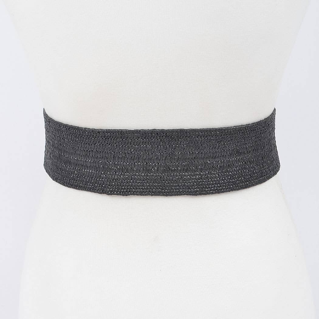 Metal Buckle Plus Size Stretch Straw Belt