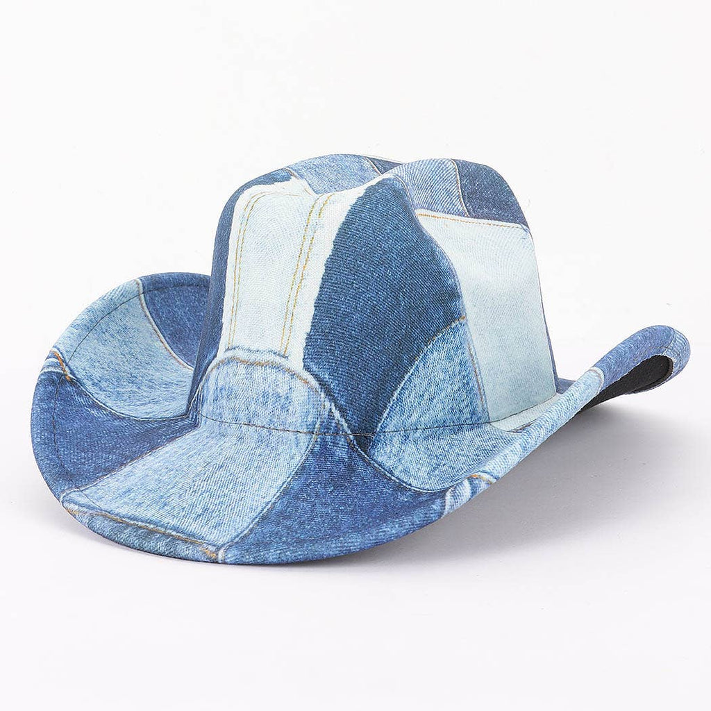 Cotton Denim Print Cowboy Hat
