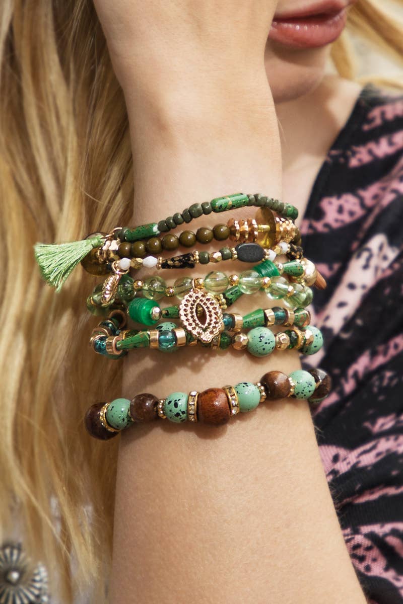 Natural Stone Multi Strand Bracelet