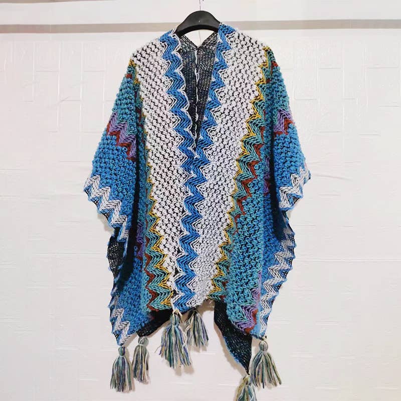 Western Colorful Pop stripe Crochet Cardigan kimono shawl