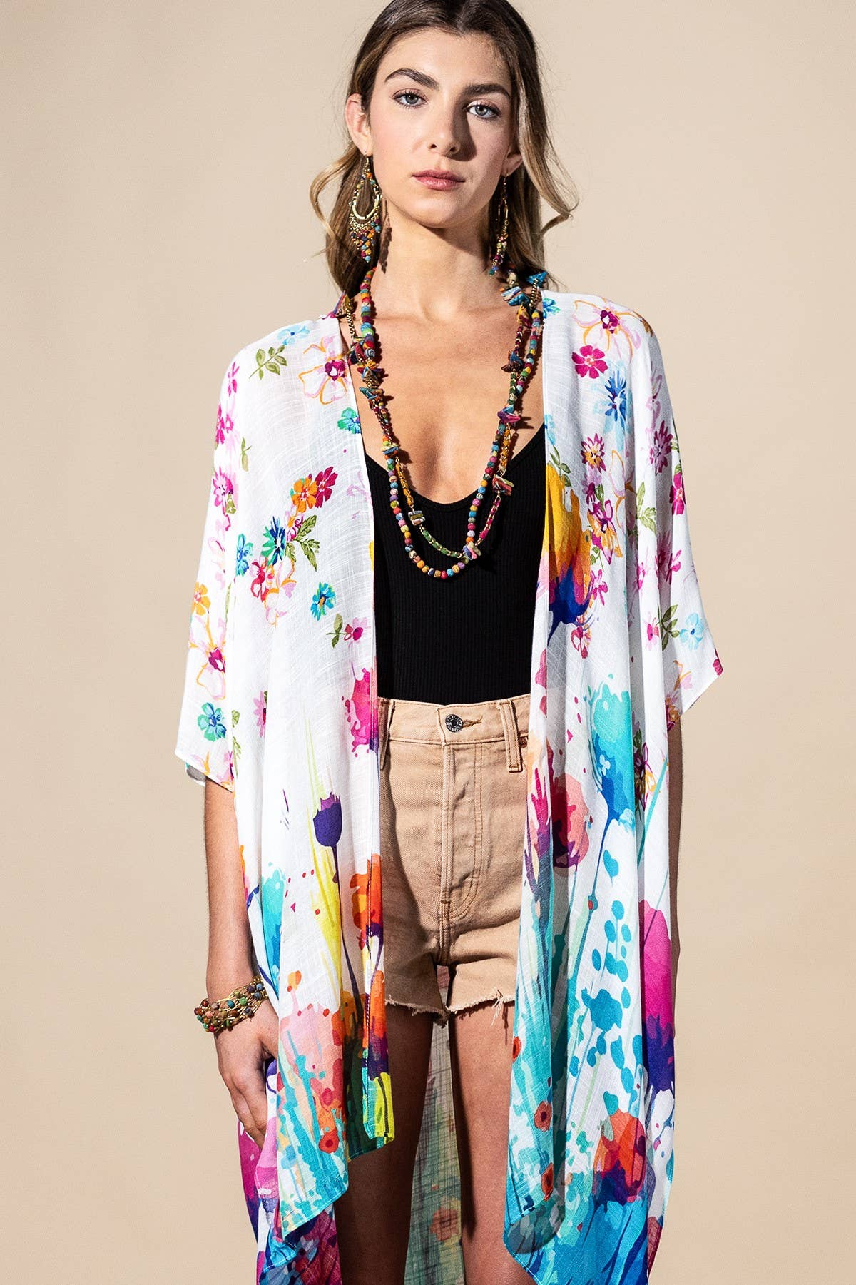 Wildflower Splash Viscose Kimono