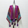 Western Colorful Crochet Patterned kimono shawl