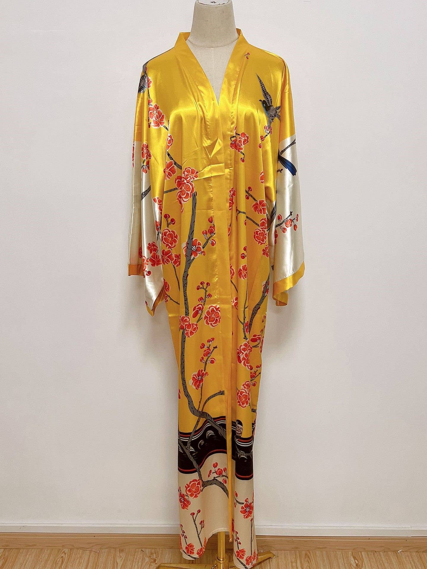 Satin Boho Floral Printed Kimono Cardigan 14 Colors